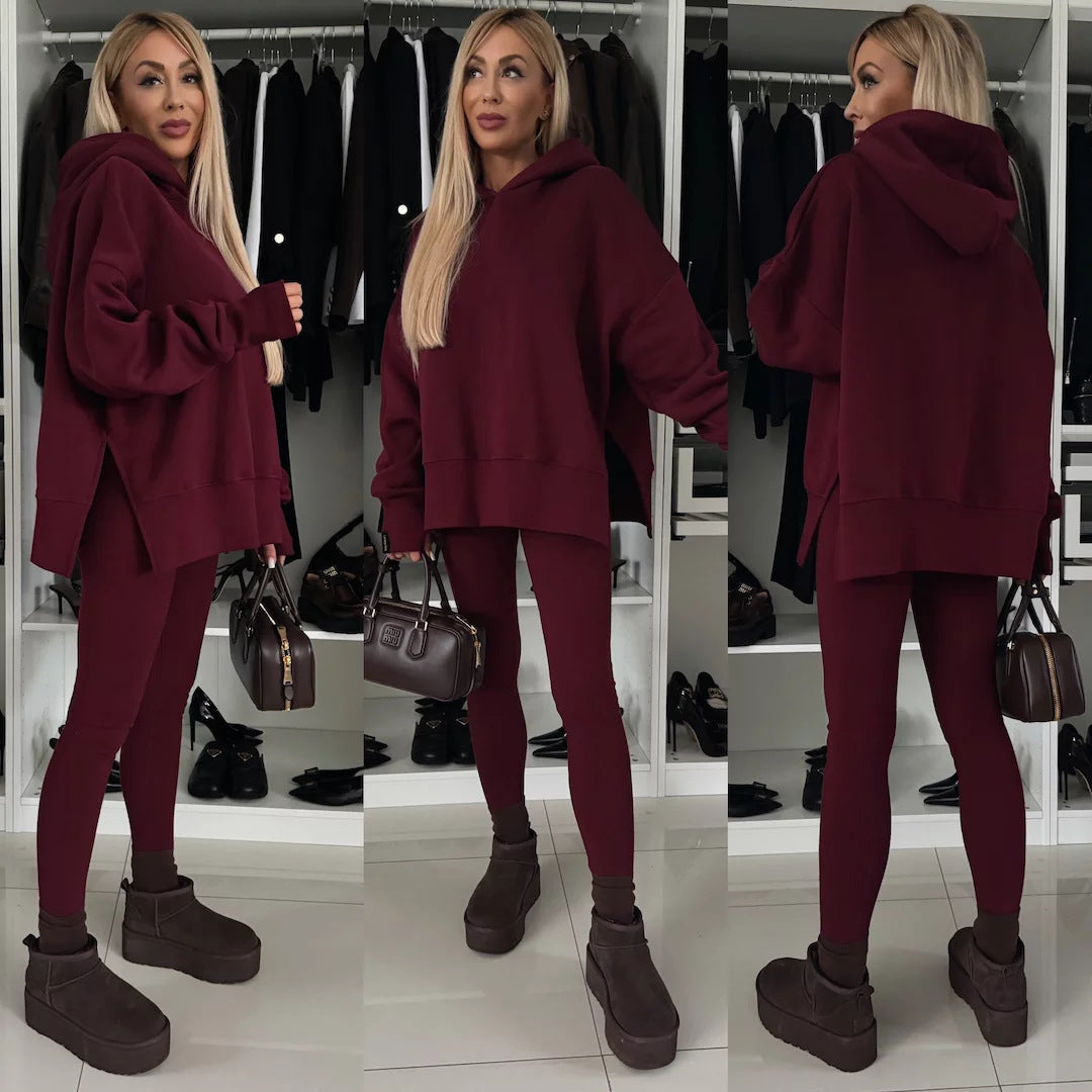 Damen nan oversized Kapuzenpullover mit Leopardenprint, kontrastbündchen und verlängertem Rückensaum Echo Archiv