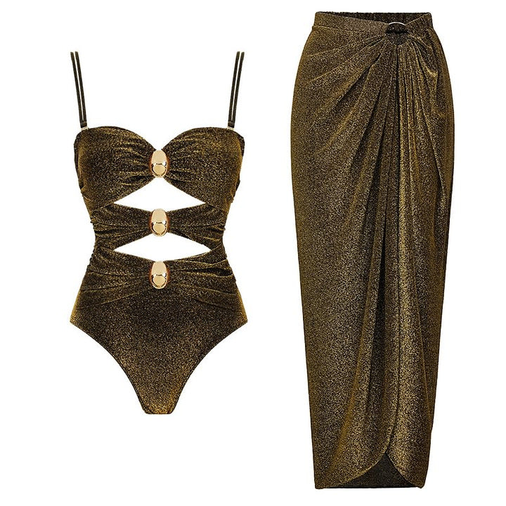 Damen Glamouröser Einteiler Badeanzug mit raffinierten Cut-Out-Details Echo Archiv