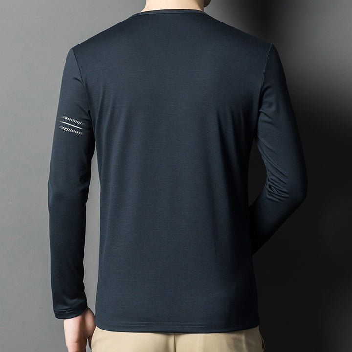 Herren V-Ausschnitt Langarmshirt mit praktischen Knöpfen Echoarchiv