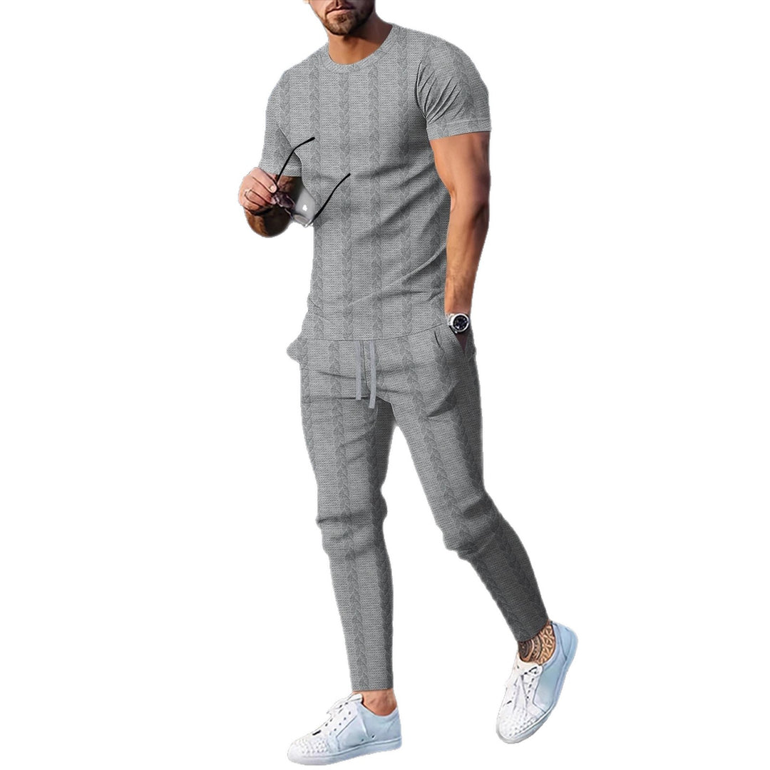 Herren Sportliches Freizeit-Set mit strukturiertem Oberteil und bequemen Jogginghosen Echoarchiv