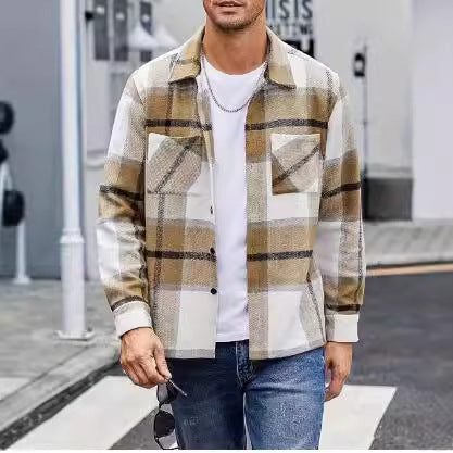 Herren lässige Karomuster Hemdjacke Echoarchiv