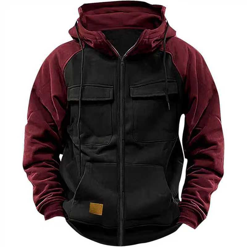 Herren vielseitige und praktikable Fleecejacke mit Kapuze und Taschen Echoarchiv