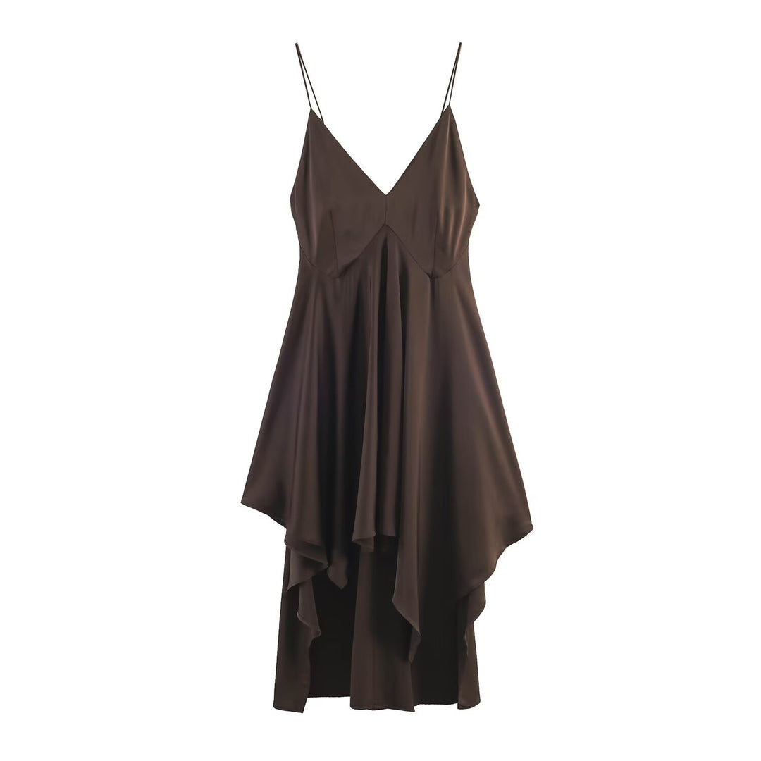 Damen Maxikleid mit elegantem asymmetrischen Saum und feinem V-Ausschnitt Echo Archiv