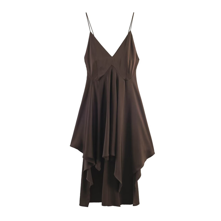 Damen Maxikleid mit elegantem asymmetrischen Saum und feinem V-Ausschnitt Echo Archiv