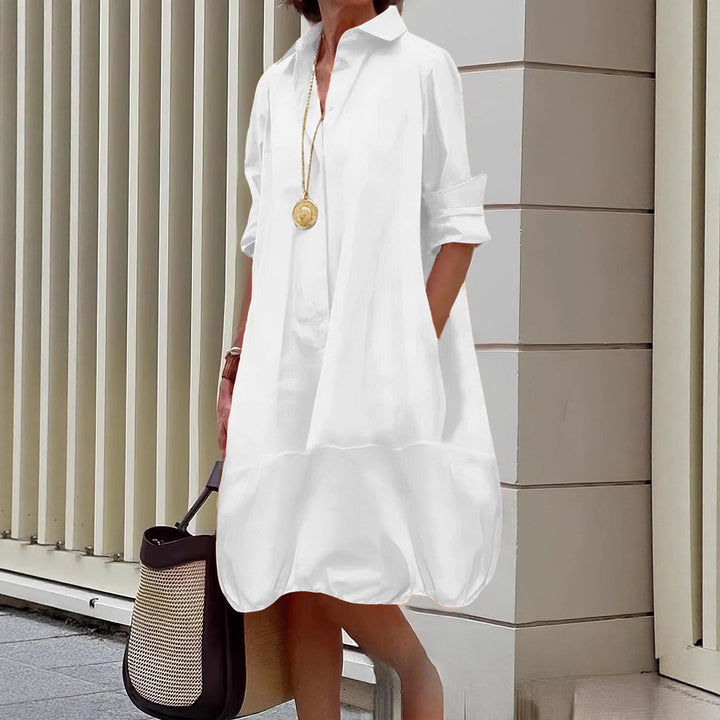 Damen Lässiges Hemdblusenkleid mit weit geschnittenem Saum Echoarchiv