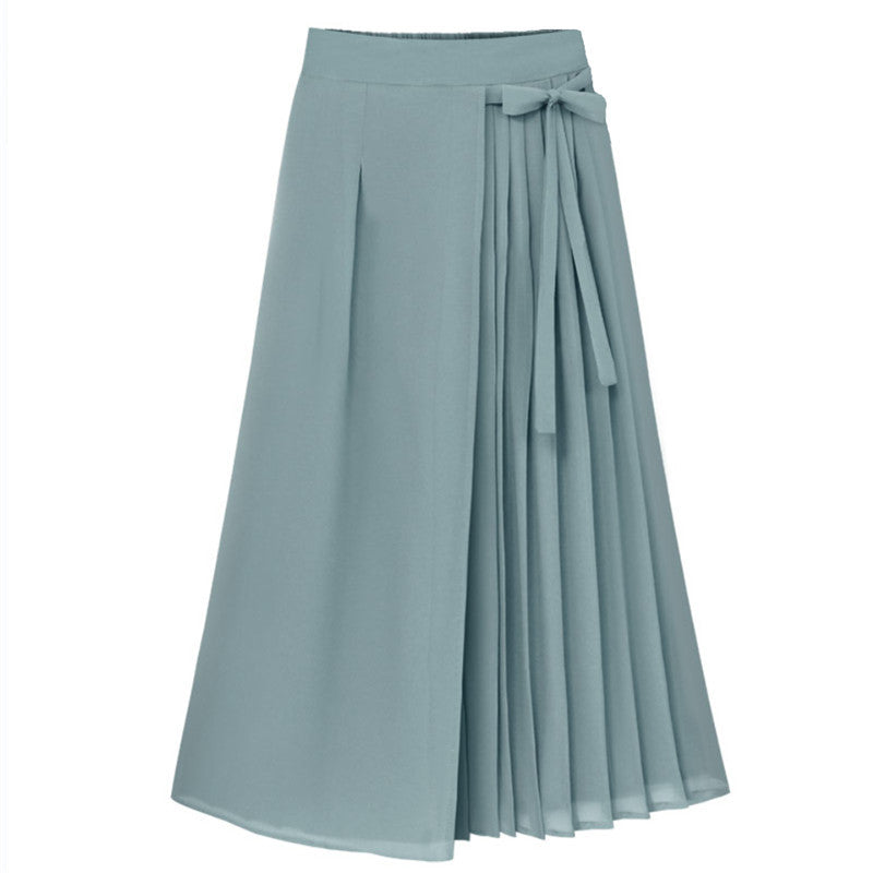 Damen nan asymmetrischer Wickel-Midirock mit teilplissee und Bindeschleife Echo Archiv