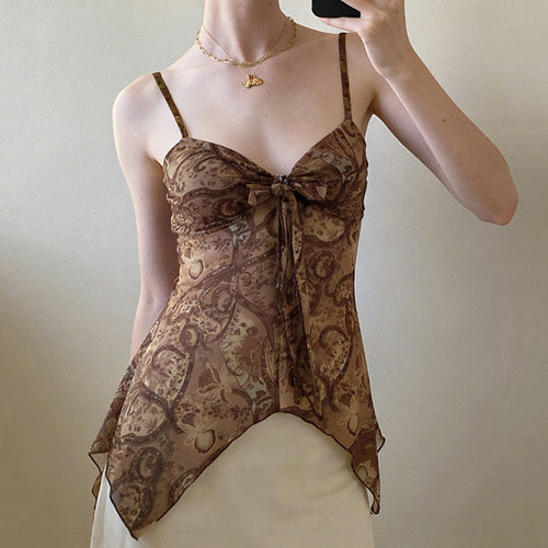 Damen luftiges und elegantes Spaghetti-Trägertop mit floralem Muster Echo Archiv
