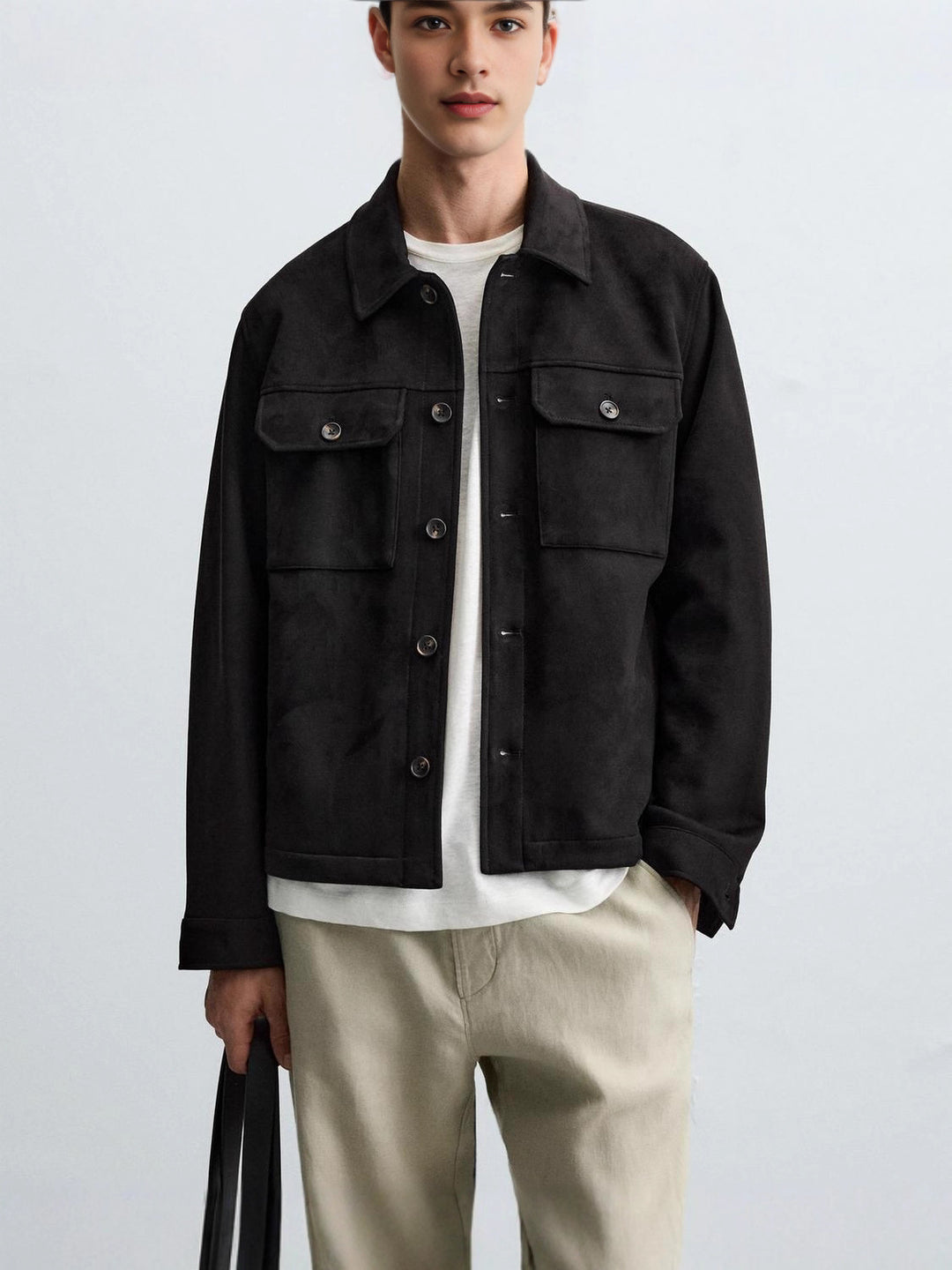 Herren modische Overshirt-Jacke mit robusten Brusttaschen und praktischen Druckknöpfen Hedi-Mode