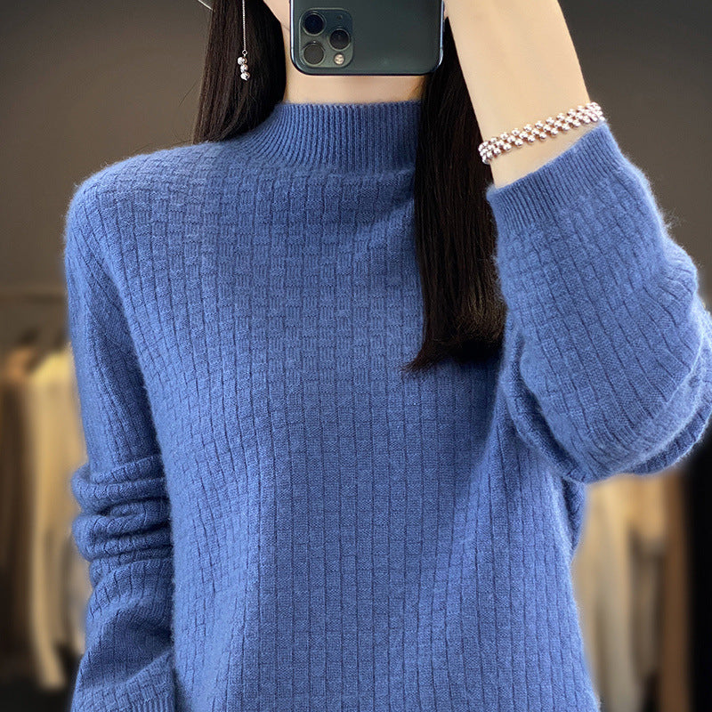 Damen Weicher Boxy-Mockneckpullover im Mohair-Look mit feiner Kastenrippenstruktur Echoarchiv
