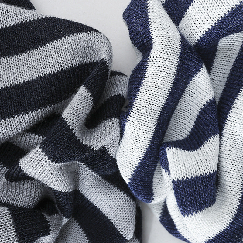 Damen lässiger Oversize Strickpullover mit U-Boot-Ausschnitt und maritimen Querstreifen Echo Archiv