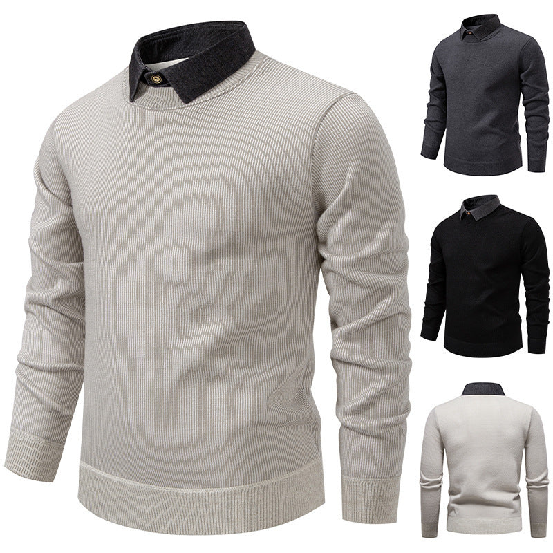 Echoarchiv | Herren Strickpullover mit Kontrastkragen