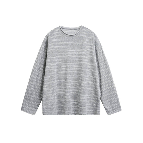 Unisex Oversize-Langarmshirt aus feinem Baumwollmix mit dezenter Streifenstruktur Echoarchiv