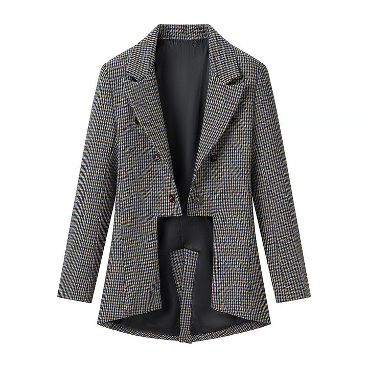 Damen Zweireihiger Hahnentritt-Blazer mit asymmetrischem Schwalbenschwanz-Saum Echo Archiv