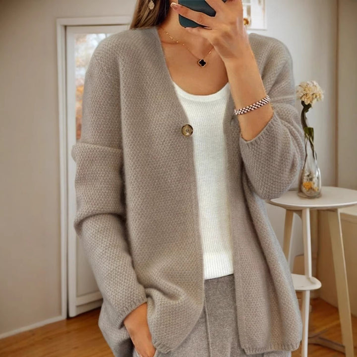 Damen nan strukturierter Strickcardigan mit V-Ausschnitt und verdeckter Knopfleiste Echo Archiv