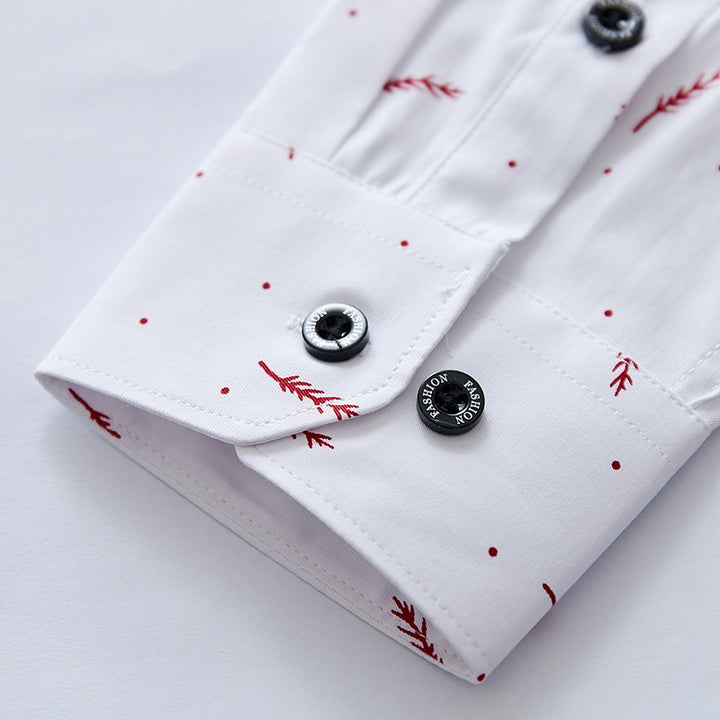 Herren nan Slim-Fit Business-Hemd mit feinem botanischem Print und Kentkragen Echo Archiv