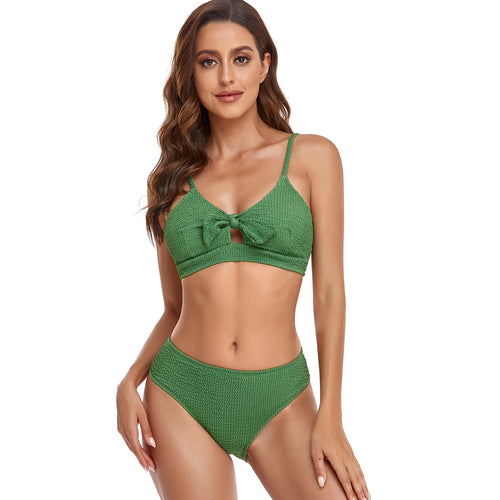 Damen Bikini-Set mit verspieltem Knoten und hoch geschnittenem Unterteil Echo Archiv