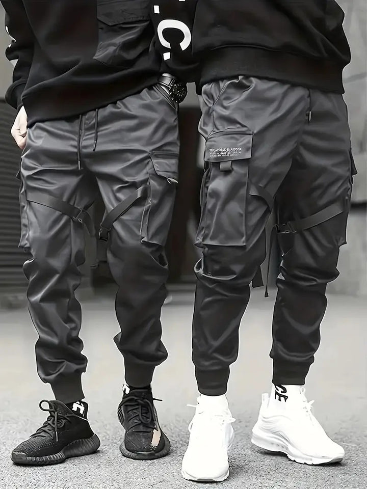 Herren Technische Cargo-Jogginghose mit Mehrfachtaschen, Gurtriemen & elastischem Bündchen Echo Archiv