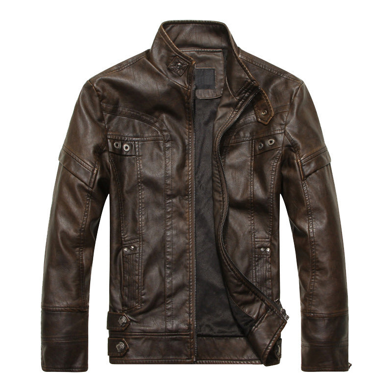 Herren Lederjacke im Pilotenblouson‑Stil mit Stehkragen und Vintage‑Optik Echoarchiv