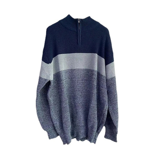 Herren Grobgestrickter Strukturstrick-Pullover mit halbem Reißverschluss und Raglanärmeln Echo Archiv