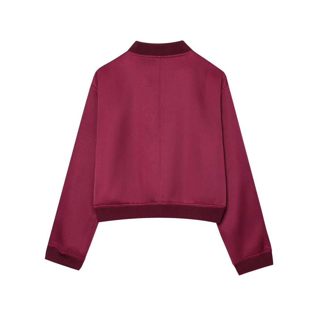 Damen cropped Bomberjacke mit Druckknopfleiste, überschnittenen Schultern und großen Klappentaschen – Avenza