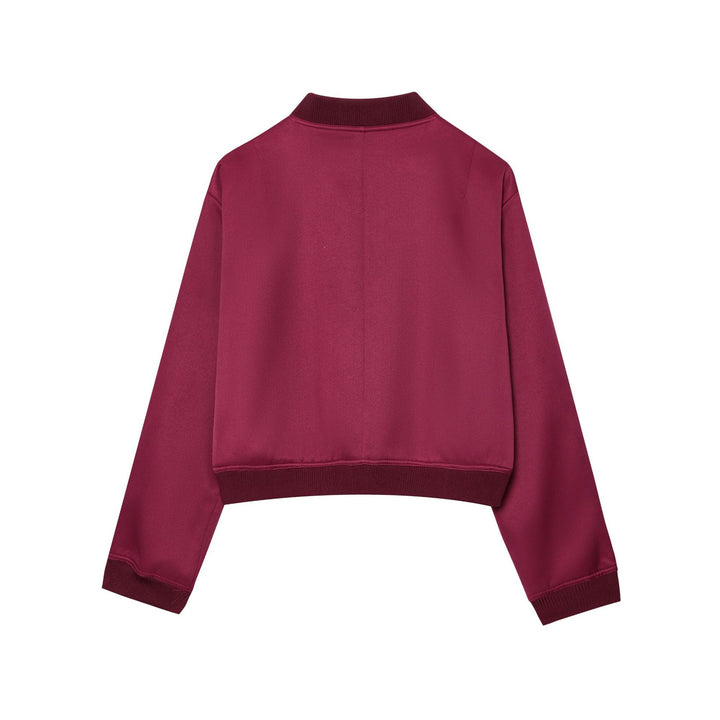 Damen cropped Bomberjacke mit Druckknopfleiste, überschnittenen Schultern und großen Klappentaschen – Avenza
