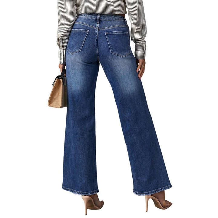 Damen High-Waist Denim-Schlaghose mit weitem Bein und leichter Vintage-Waschung Echo Archiv