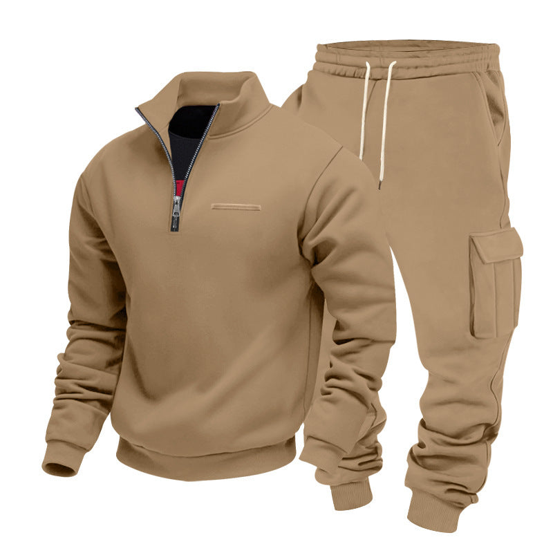 Herren Sportliches Freizeitanzug-Set mit hohem Kragen und praktischen Taschen Echoarchiv