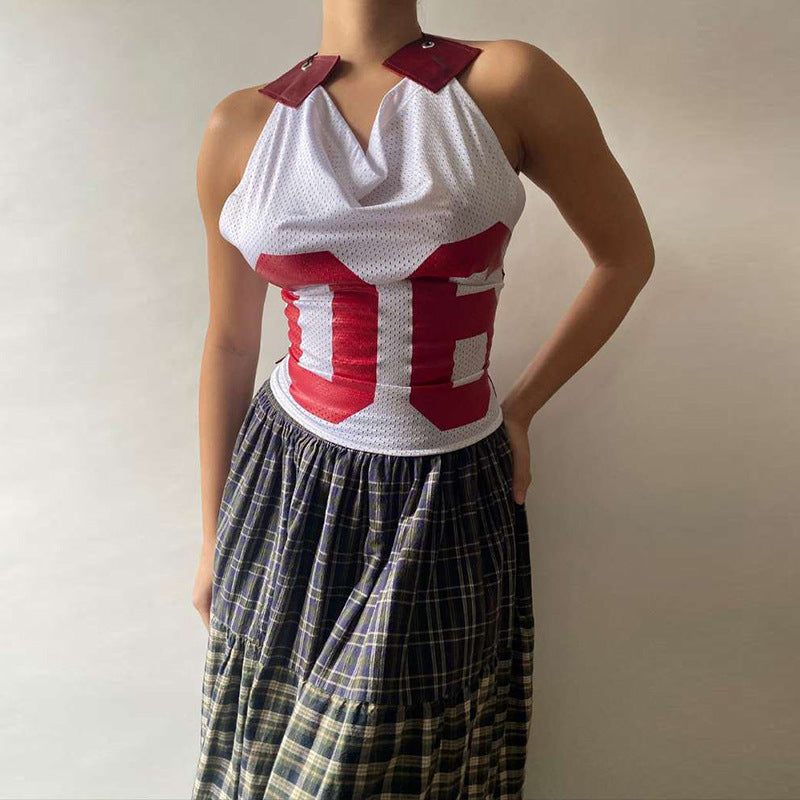 Damen Sportliches Netzoberteil mit asymmetrischem Design und dekorativen Schnürungen Echo Archiv
