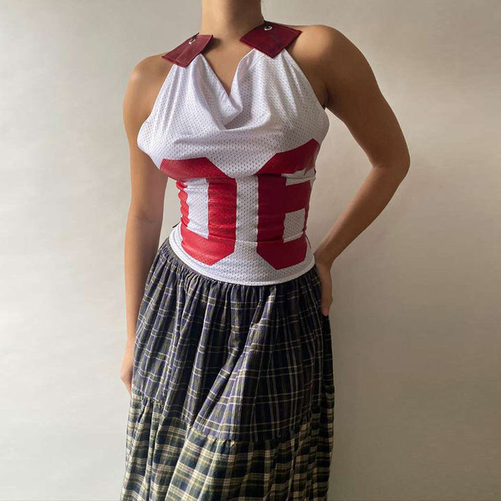 Damen Sportliches Netzoberteil mit asymmetrischem Design und dekorativen Schnürungen Echo Archiv
