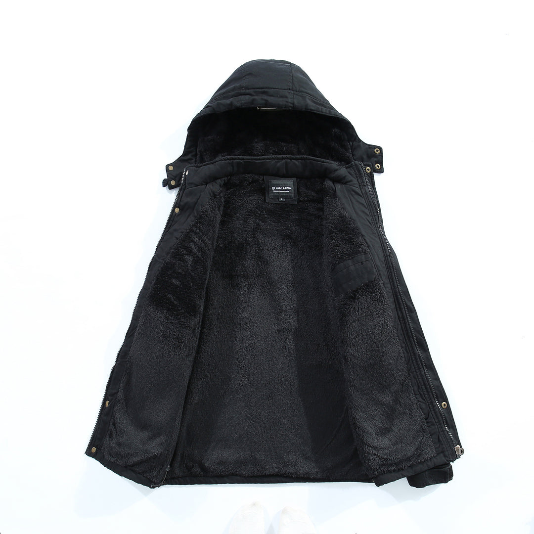 Herren Thermo‑Langparka im Fieldstil mit wärmender Plüschinnenseite und verdeckter Front Echo Archiv