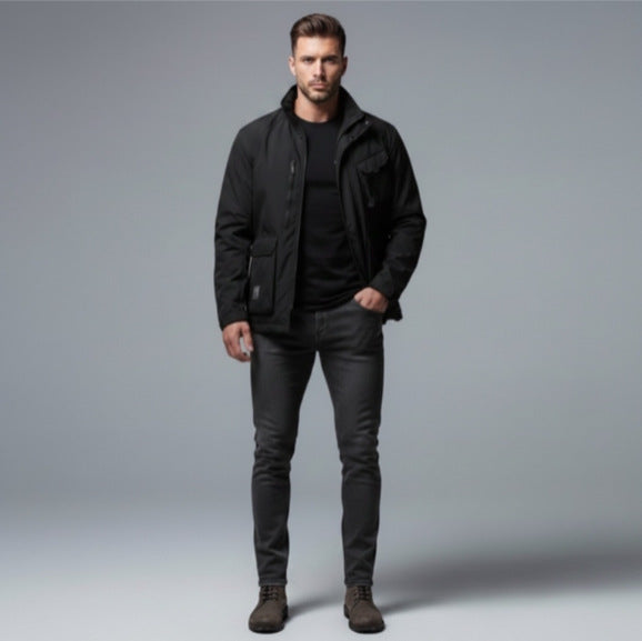 Herren Leichte Utility-Fieldjacke mit Stehkragen, Mehrfach-Taschen und atmungsaktivem Meshfutter Echo Archiv