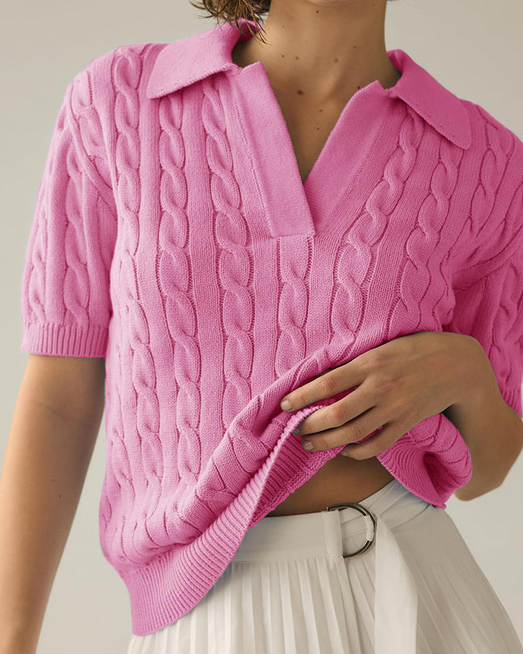 Echoarchiv | Polo-Kragen Twist Strickpullover