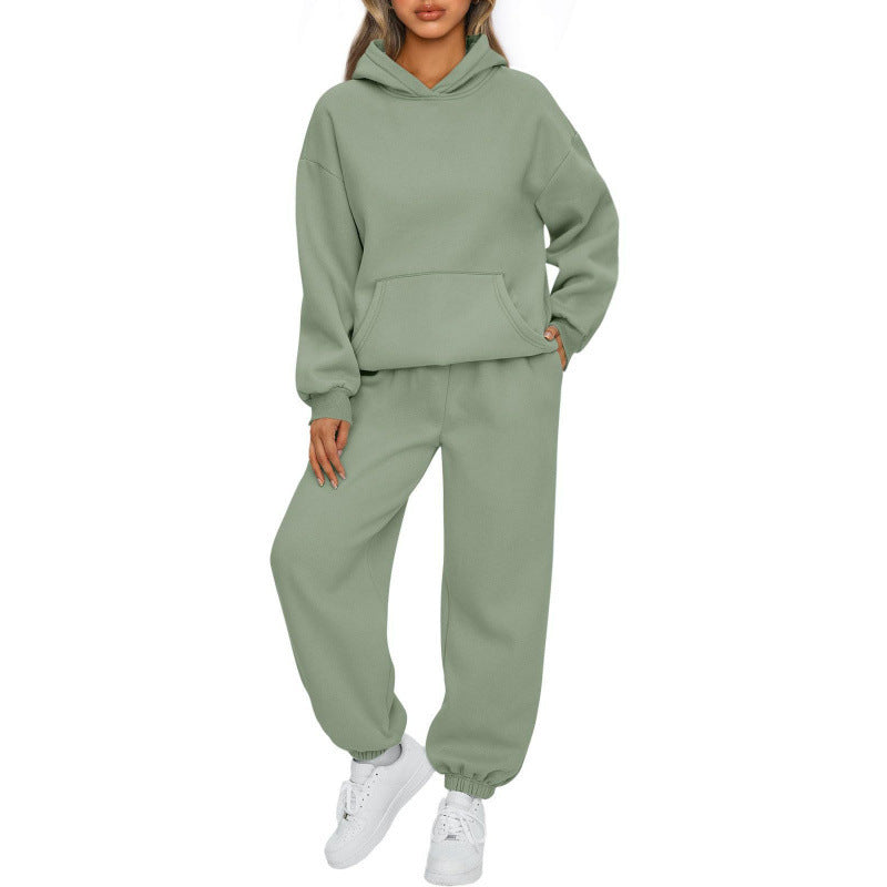 Damen nan Oversize Kapuzenpullover und Fleece Jogginghose Set mit Kängurutasche Echo Archiv