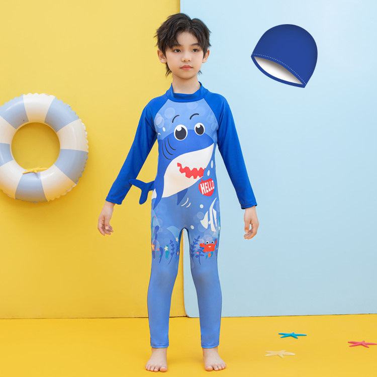 Jungen UV-Schutz Schwimmanzug mit langen Ärmeln und süßem Dinosaurier-Motiv Echo Archiv