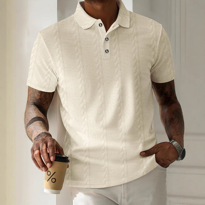 Herren Sportliches Poloshirt mit strukturiertem Muster Echoarchiv