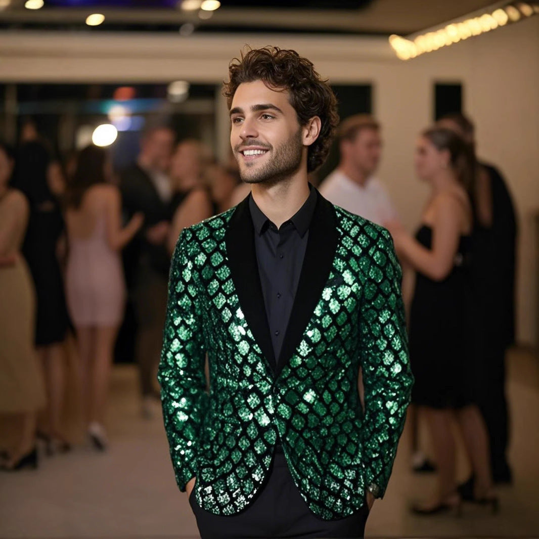 Herren Glamouröser Paillettenblazer Echoarchiv