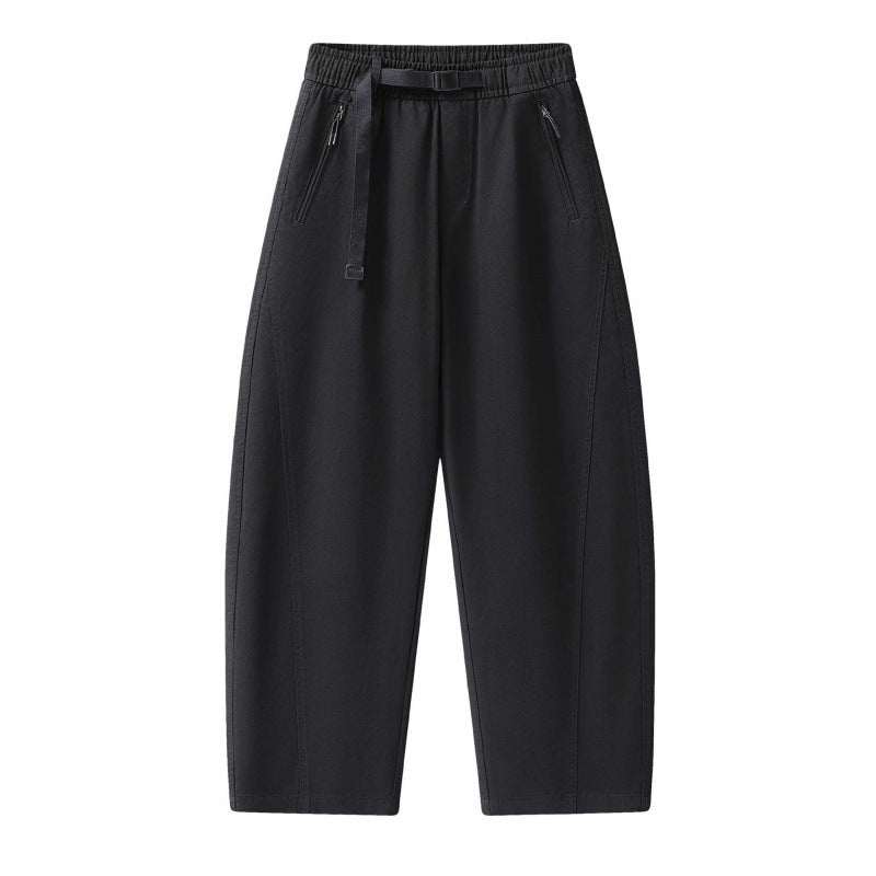 Unisex Weite knöchellange Cargo-Hose im Relaxed-Fit mit elastischem Tunnelzugbund und Reißverschlusstaschen Echo Archiv