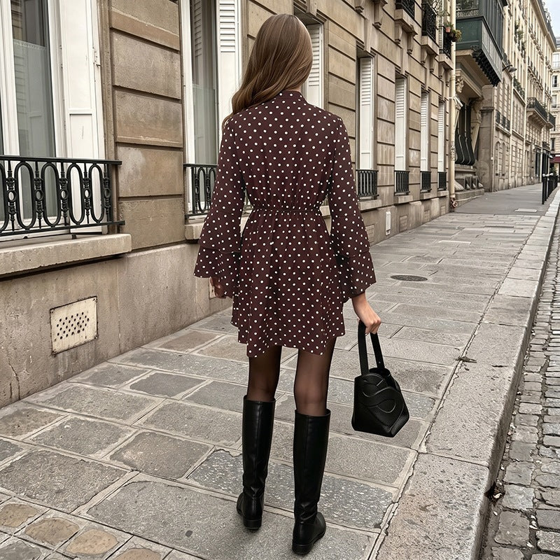 Damen Verspieltes Polka-Dots Kleid mit Rüschen Echo Archiv