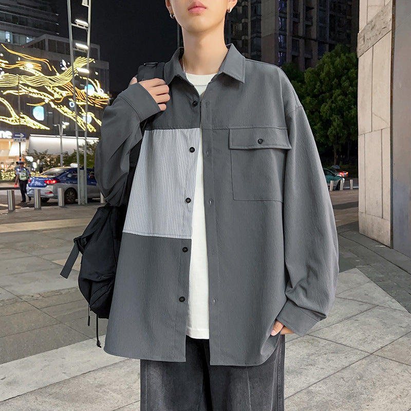 Herren lässige Baumwollhemdjacke mit strukturiertem Design Echoarchiv