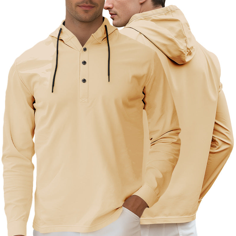 Herren nan Kapuzen-Henley Langarmshirt aus leichtem Stretchjersey mit Kordelzug Echo Archiv
