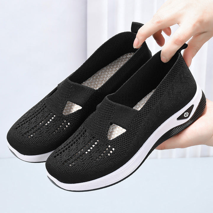 Damen nan leichte atmungsaktive Slip-On Sneaker mit elastischem Strickoberteil und orthopädischer Komfortsohle Echo Archiv