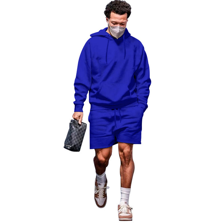 Herren lässiges Hoodie- und Shorts-Set aus atmungsaktivem Material mit praktischen Taschen Echoarchiv