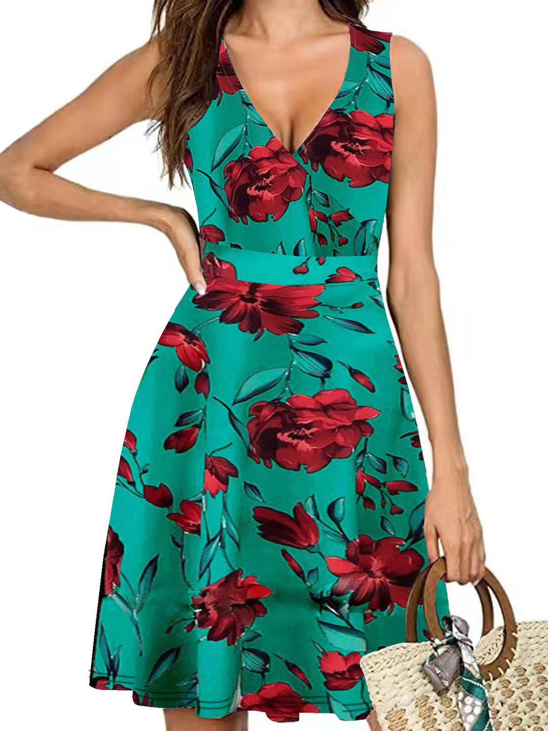 Damen Wickelkleid mit floralem Muster und schwingendem Rock Echo Archiv