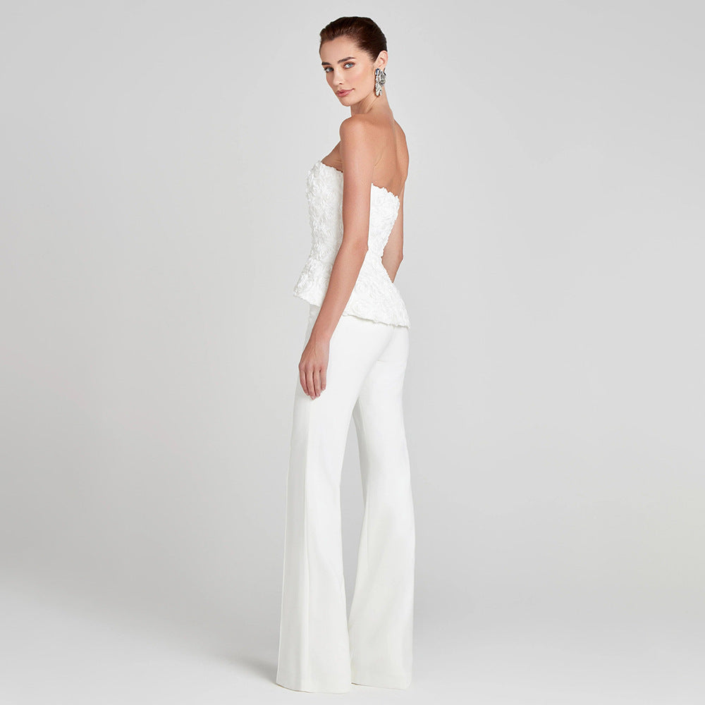 Damen Elegantes Peplum-Top mit ausgestellter Hose Echo Archiv
