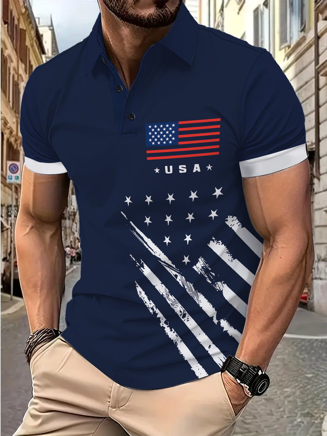 Herren Poloshirt mit stylischem Grafikdesign – Cavello