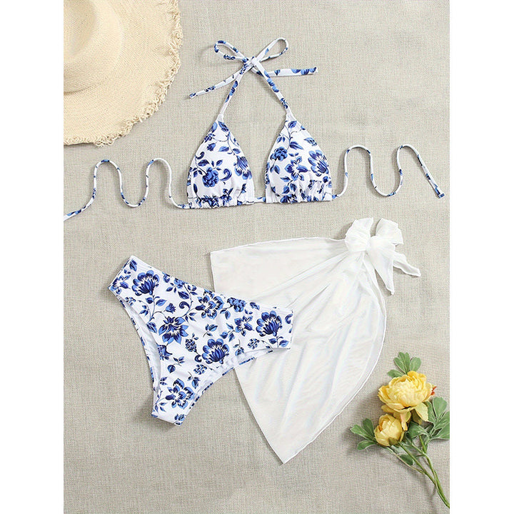 Damen Triangel-Bikini-Set mit floralem Muster und leichtem Überwurf Echo Archiv
