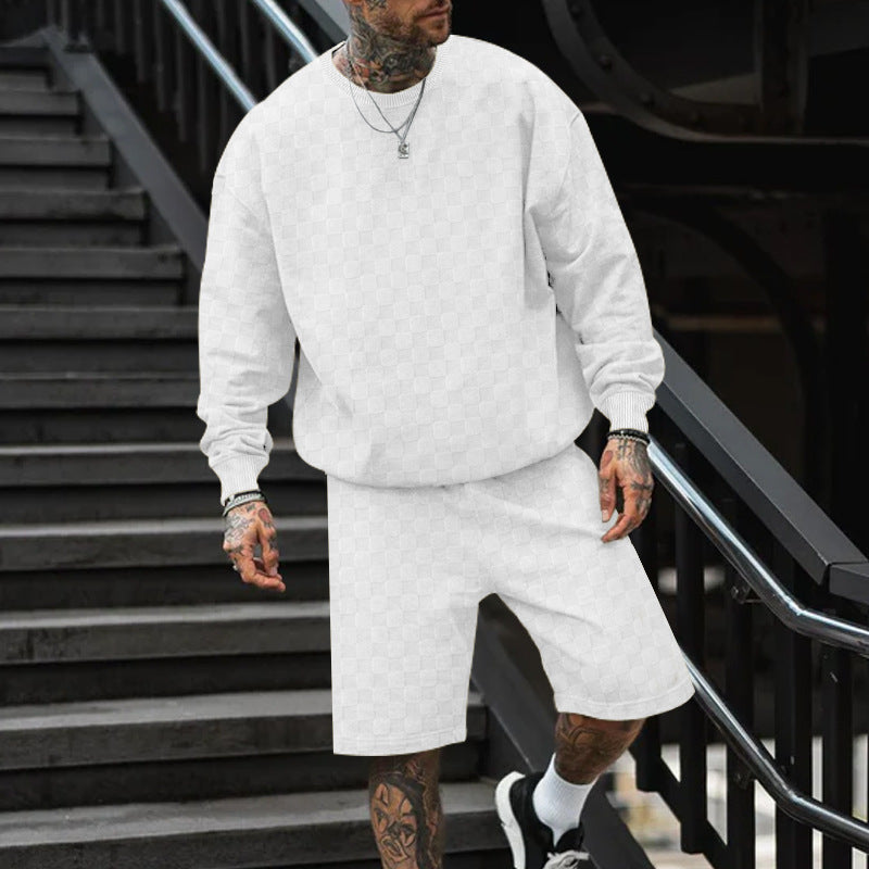 Herren lässiges Sweatshirt- und Shorts-Set aus atmungsaktivem Material mit elastischem Bund Echoarchiv