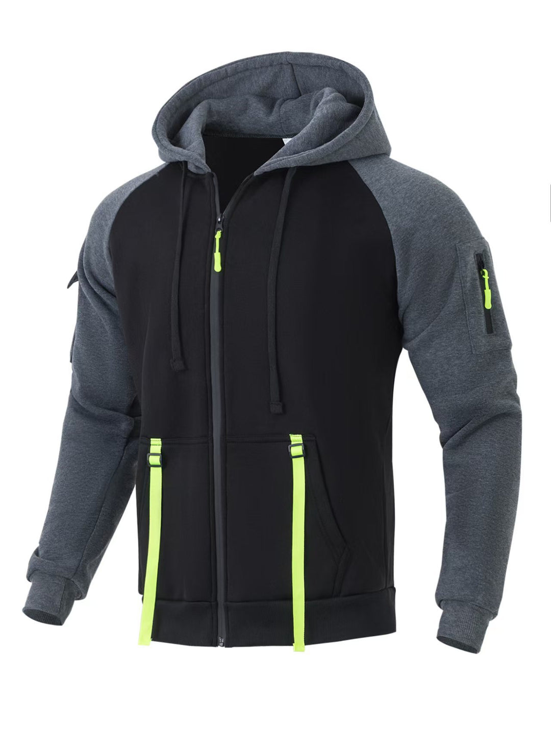 Herren funktioneller Zip-Hoodie mit vielseitigen Taschen Echoarchiv