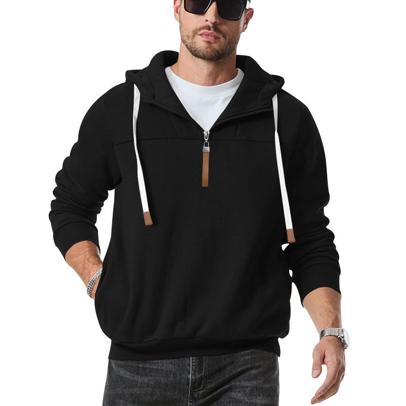 Herren modischer Kapuzenpullover mit Reißverschluss und dekorativen Details Echoarchiv