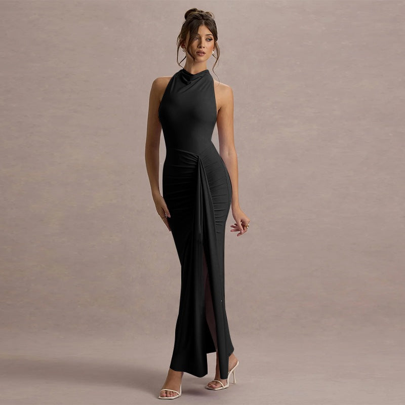 Damen Elegantes Maxikleid mit hochgeschlossenem Design und raffinierter Drapierung Echo Archiv